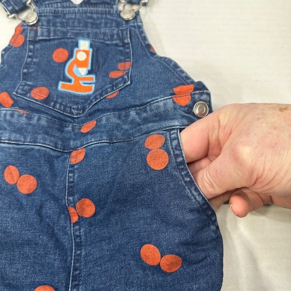 Christian Robinson Boy's Sz 18 Month Microscope Embroidered Overalls Blue Orange - Picture 16 of 16